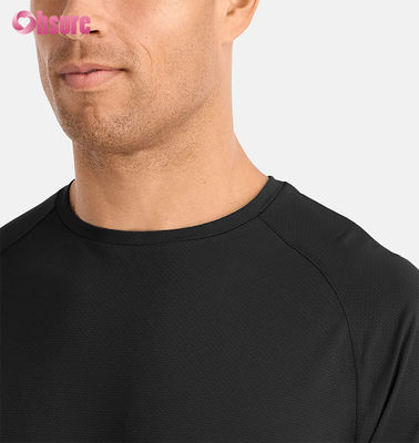 Camiseta de ginástica personalizada para homens Treinamento seco rápido Top respirável Manga de Raglan Poliéster leve Tecido Spandex-300gsm