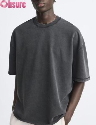Camiseta Pesada Personalizada para Homens - Streetwear Vintage em Algodão Lavado, Design Oversized com Ombro Caído, Pedido em Massa Disponível