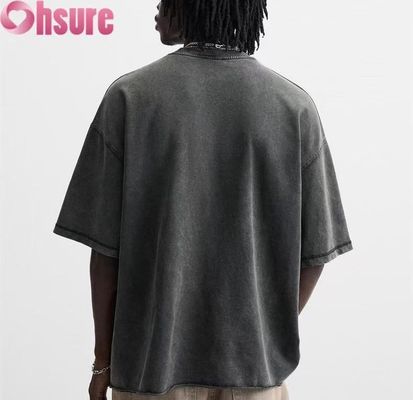 Camiseta Pesada Personalizada para Homens - Streetwear Vintage em Algodão Lavado, Design Oversized com Ombro Caído, Pedido em Massa Disponível