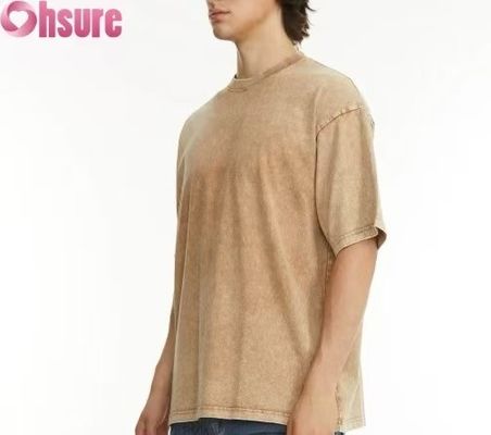Camiseta Pesada Personalizada para Homens - Streetwear Vintage em Algodão Lavado, Design Oversized com Ombro Caído, Pedido em Massa Disponível