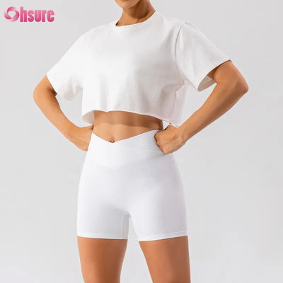 Custom Oversize Sport Crop Top Mulheres T-Shirt Nova Chegada Suave Rápido Seco Leve Mulheres Dança Correndo Manga Curta Top