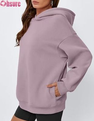 Mulheres Hoodie de lã de grande porte Suéter de cor sólida Suéter com bolso ♪ Casual Winter Warm Wear