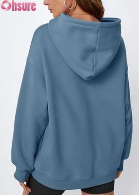 Mulheres Hoodie de lã de grande porte Suéter de cor sólida Suéter com bolso ♪ Casual Winter Warm Wear