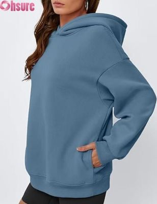 Mulheres Hoodie de lã de grande porte Suéter de cor sólida Suéter com bolso ♪ Casual Winter Warm Wear