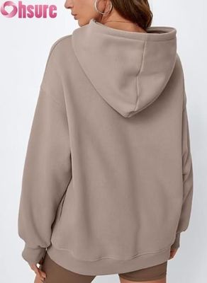 Mulheres Hoodie de lã de grande porte Suéter de cor sólida Suéter com bolso ♪ Casual Winter Warm Wear