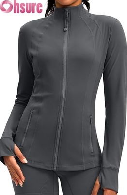 Jaqueta esportiva feminina com logotipo personalizado, capuz respirável com zíper, treino, leve, roupa ativa, jaqueta de corrida para academia para mulheres