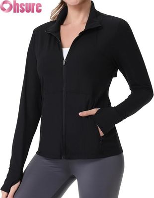 Jaquetas de corrida para mulheres, jaquetas de treino com fecho fechado com fecho fechado