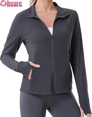 Jaquetas de corrida para mulheres, jaquetas de treino com fecho fechado com fecho fechado