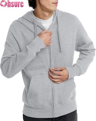 Logotipo personalizado de alta qualidade camisola de capota masculina calças de sucesso Traje conjunto cinza padrão sólido bolsos de algodão estilo simples simples