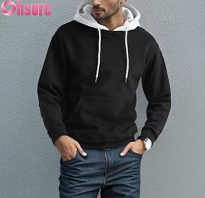 Pulôver de manga longa casual masculino Camisola com capuz com bolso dianteiro