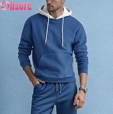 Pulôver de manga longa casual masculino Camisola com capuz com bolso dianteiro
