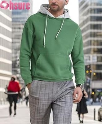 Pulôver de manga longa casual masculino Camisola com capuz com bolso dianteiro