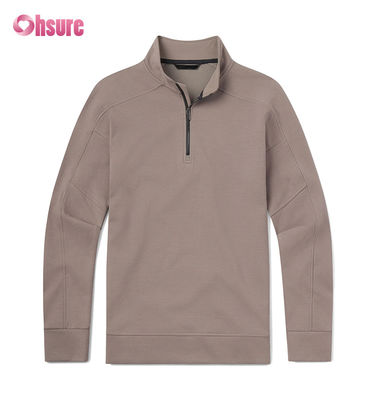 Camisola de gola redonda de moletom francês oversized masculina com bordado personalizado de alta qualidade e moletom com capuz e zíper de um quarto de peso pesado, padrão liso