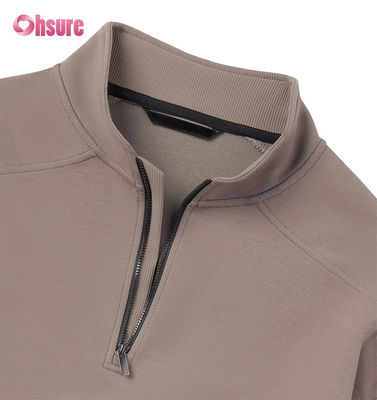 Camisola de gola redonda de moletom francês oversized masculina com bordado personalizado de alta qualidade e moletom com capuz e zíper de um quarto de peso pesado, padrão liso