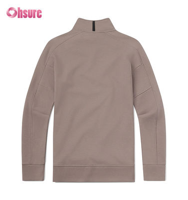Camisola de gola redonda de moletom francês oversized masculina com bordado personalizado de alta qualidade e moletom com capuz e zíper de um quarto de peso pesado, padrão liso