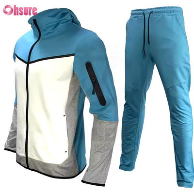 Treinamento personalizado vestidos desportivos 2 peças conjuntos Zipper Ginásio de corrida 2 peças conjunto para homens