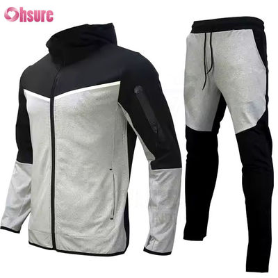 Treinamento personalizado vestidos desportivos 2 peças conjuntos Zipper Ginásio de corrida 2 peças conjunto para homens