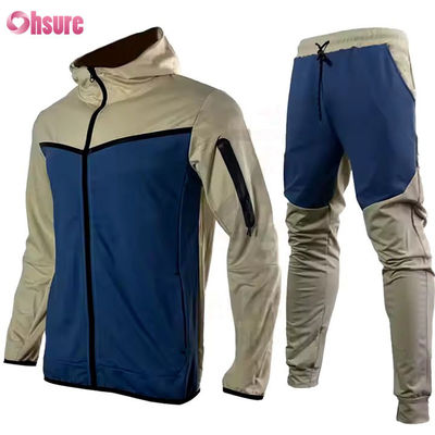 Treinamento personalizado vestidos desportivos 2 peças conjuntos Zipper Ginásio de corrida 2 peças conjunto para homens