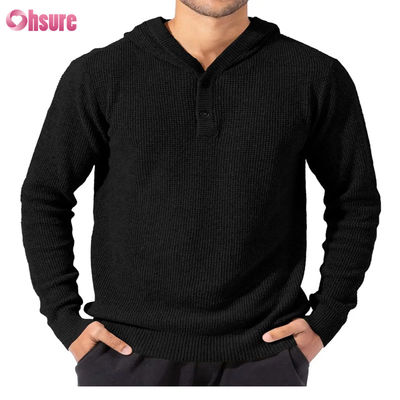 Venda por atacado Esportes Bom Design Super Moda Alta Qualidade Tops Maciço Maciço Linho Caxemira Hoodie Com Botões Para Homens Linhas de Malha