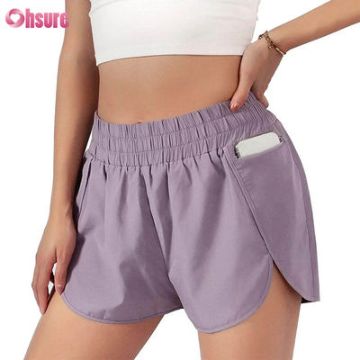 Shorts de corrida fitness femininos de secagem rápida Camada esportiva de secagem rápida com cintura elástica Roupa atlética respirável Fabricante