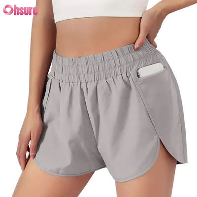 Shorts de corrida fitness femininos de secagem rápida Camada esportiva de secagem rápida com cintura elástica Roupa atlética respirável Fabricante
