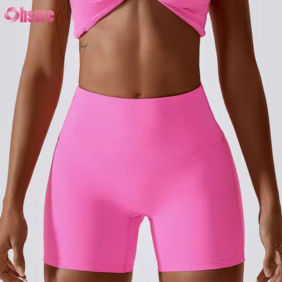 Candy Color Quick Dry Nude Yoga Shorts Hip Lift Running Fitness Shorts Estreito Alteza cintura Leggings esportivos