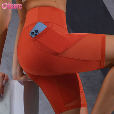 Impressão de logotipo personalizada, calças justas, venda quente, bolso, costura em malha, cintura alta, levanta bumbum, emagrecimento, shorts de ioga, leggings por atacado