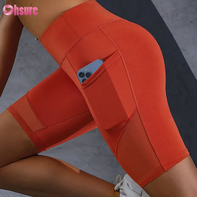Impressão de logotipo personalizada, calças justas, venda quente, bolso, costura em malha, cintura alta, levanta bumbum, emagrecimento, shorts de ioga, leggings por atacado