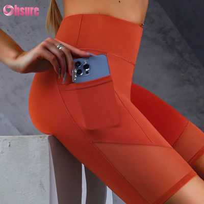 Impressão de logotipo personalizada, calças justas, venda quente, bolso, costura em malha, cintura alta, levanta bumbum, emagrecimento, shorts de ioga, leggings por atacado