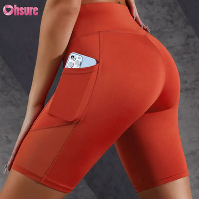 Impressão de logotipo personalizada, calças justas, venda quente, bolso, costura em malha, cintura alta, levanta bumbum, emagrecimento, shorts de ioga, leggings por atacado