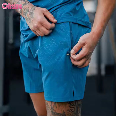 Calções de ginástica masculinos com logotipo personalizado, atléticos, 100% nylon, tecido, parte inferior ativa para esportes