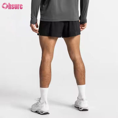 Calções de ginástica masculinos com cintura elástica e bolsos com zíper personalizados, estampados em jacquard, para corrida e treino