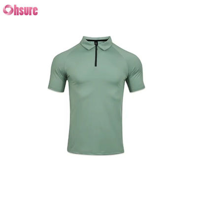 Top esportivo de tecido de seda gelada de secagem rápida e alta qualidade, respirável, camiseta de ginástica de verão, ajuste muscular, camiseta polo masculina