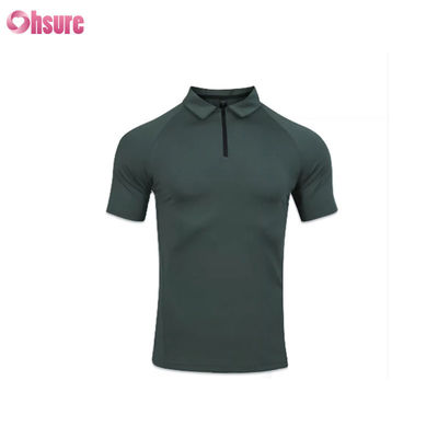 Top esportivo de tecido de seda gelada de secagem rápida e alta qualidade, respirável, camiseta de ginástica de verão, ajuste muscular, camiseta polo masculina