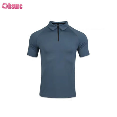 Top esportivo de tecido de seda gelada de secagem rápida e alta qualidade, respirável, camiseta de ginástica de verão, ajuste muscular, camiseta polo masculina