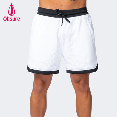 Shorts de ginástica masculinos de cor sólida OEM, respiráveis, de verão, com malha, para treino, roupa de treino, secagem rápida, novos shorts esportivos para homens