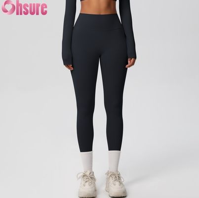 Leggings de ioga para fitness com cintura alta e efeito levanta bumbum, cintura elástica, para ciclismo ao ar livre, à prova de agachamento, calça nude, pele
