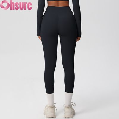 Leggings de ioga para fitness com cintura alta e efeito levanta bumbum, cintura elástica, para ciclismo ao ar livre, à prova de agachamento, calça nude, pele