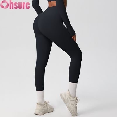Leggings de ioga para fitness com cintura alta e efeito levanta bumbum, cintura elástica, para ciclismo ao ar livre, à prova de agachamento, calça nude, pele