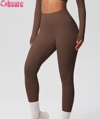 Leggings de ioga para fitness com cintura alta e efeito levanta bumbum, cintura elástica, para ciclismo ao ar livre, à prova de agachamento, calça nude, pele