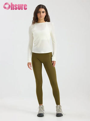 Leggings de alta altura estilo ginásio usar hidratação Wicking treino Yoga Leggings ambos os bolsos laterais sólido para mulheres calças OEM Yoga Wear