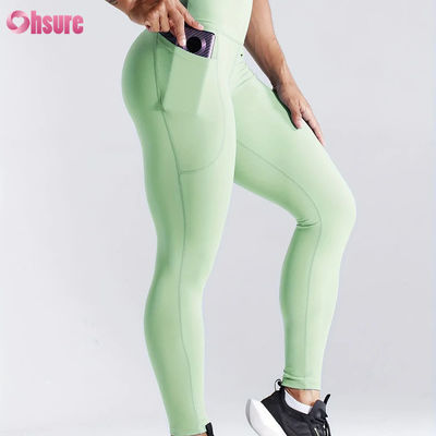 Leggings de ioga de cintura alta e secagem rápida para fitness desportivo, com efeito de levantar o rabo, com bolsos laterais para mulher