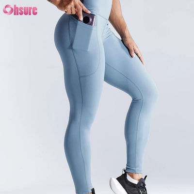 Leggings de ioga de cintura alta e secagem rápida para fitness desportivo, com efeito de levantar o rabo, com bolsos laterais para mulher