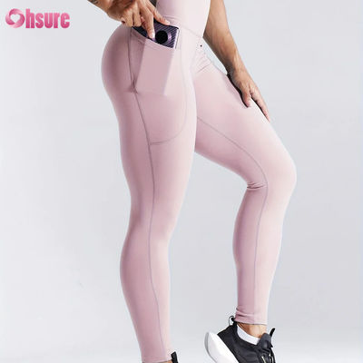 Leggings de ioga de cintura alta e secagem rápida para fitness desportivo, com efeito de levantar o rabo, com bolsos laterais para mulher