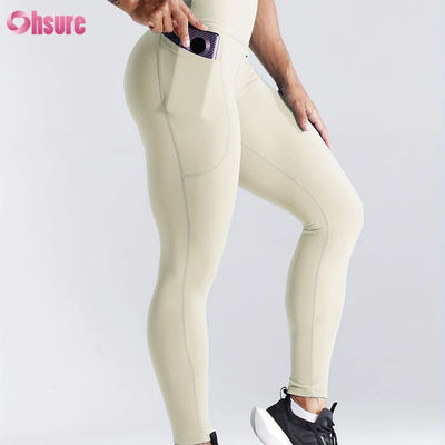 Leggings de ioga de cintura alta e secagem rápida para fitness desportivo, com efeito de levantar o rabo, com bolsos laterais para mulher