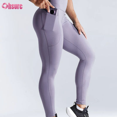 Leggings de ioga de cintura alta e secagem rápida para fitness desportivo, com efeito de levantar o rabo, com bolsos laterais para mulher
