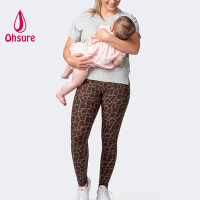 T-shirt Oversized 100% algodão OEM Feminino Manga Curta Com Zíper Amamentação Roupa de Maternidade