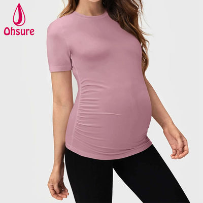 Atacado Personalizado Bambu Macio Amamentação Roupa Fitness Amamentação Tee Tops de Maternidade Yoga Camiseta