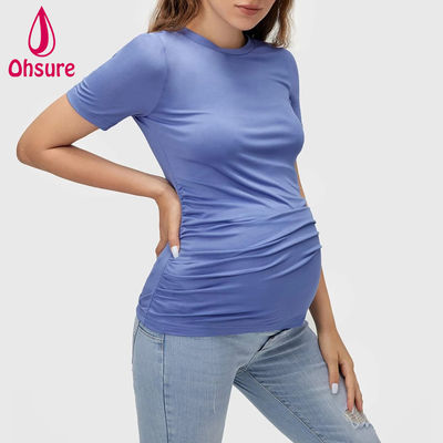 Atacado Personalizado Bambu Macio Amamentação Roupa Fitness Amamentação Tee Tops de Maternidade Yoga Camiseta