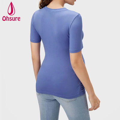 Atacado Personalizado Bambu Macio Amamentação Roupa Fitness Amamentação Tee Tops de Maternidade Yoga Camiseta